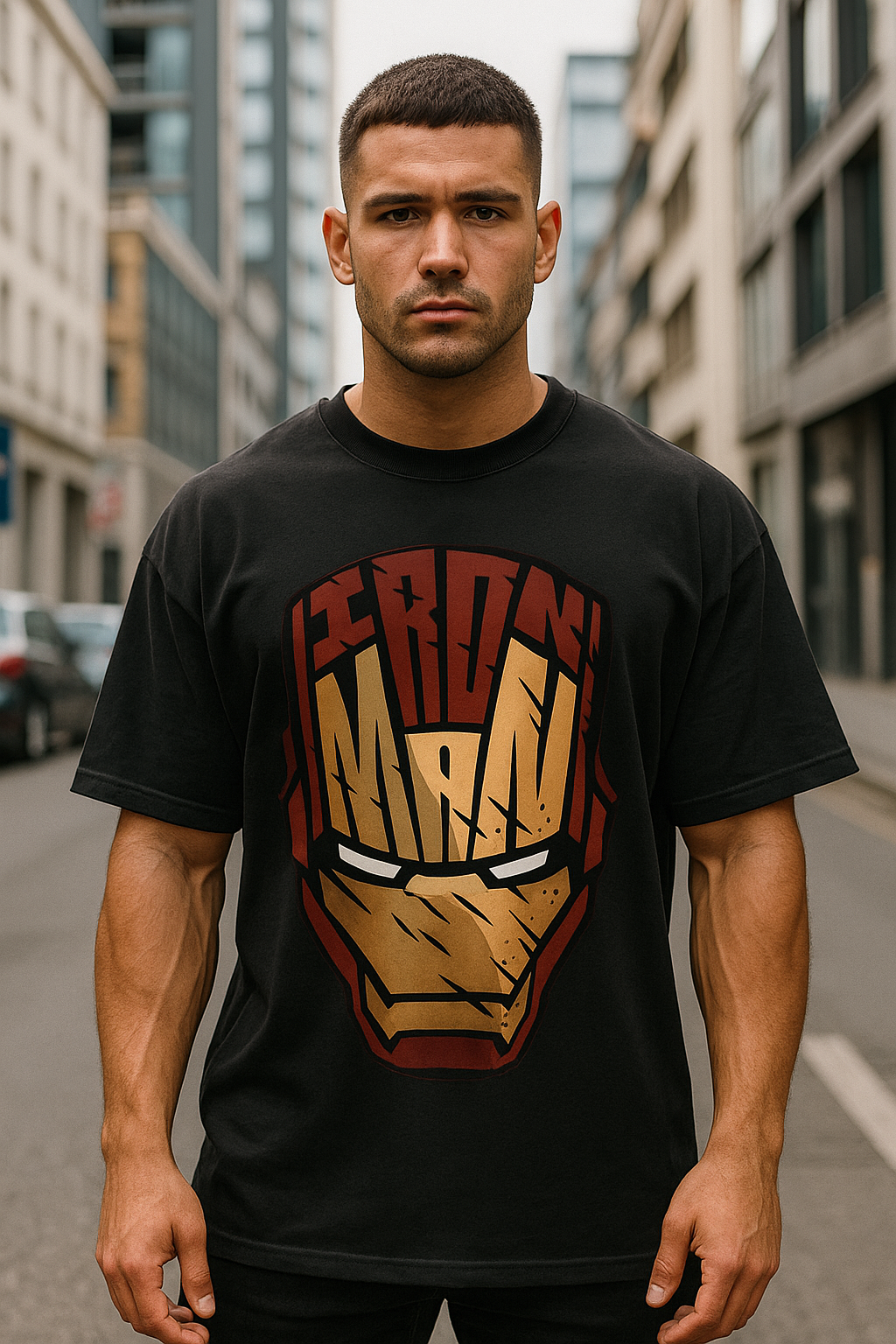 Wavy Iron Man Unisex Oversized Classic T-Shirt