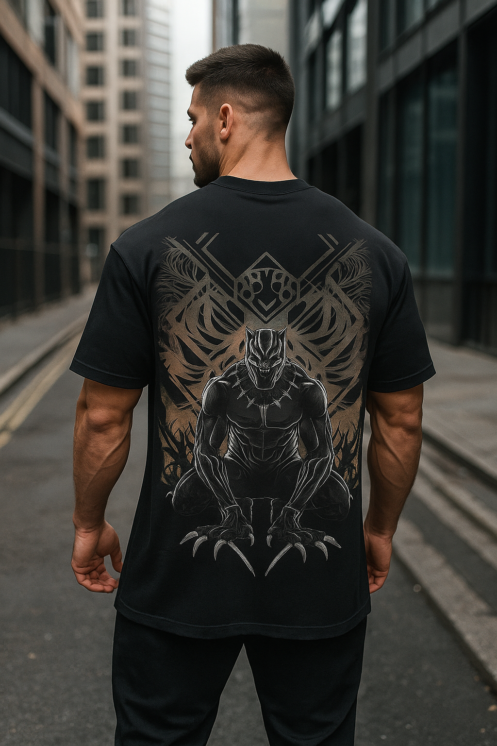 Wavy Black Panther Edition Unisex Oversized Classic T-Shirt