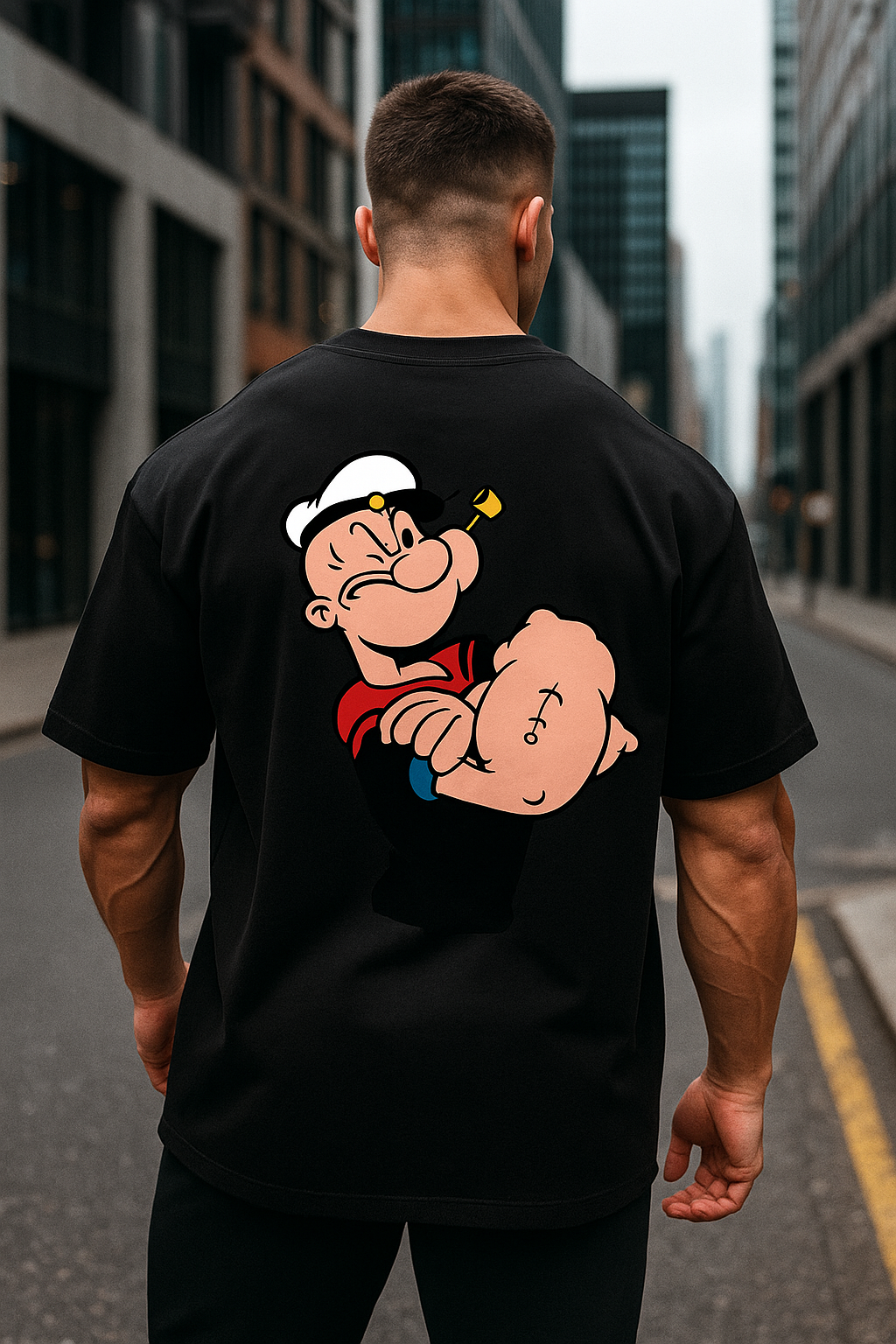 Wavy Popeye Oversized Classic T-Shirt