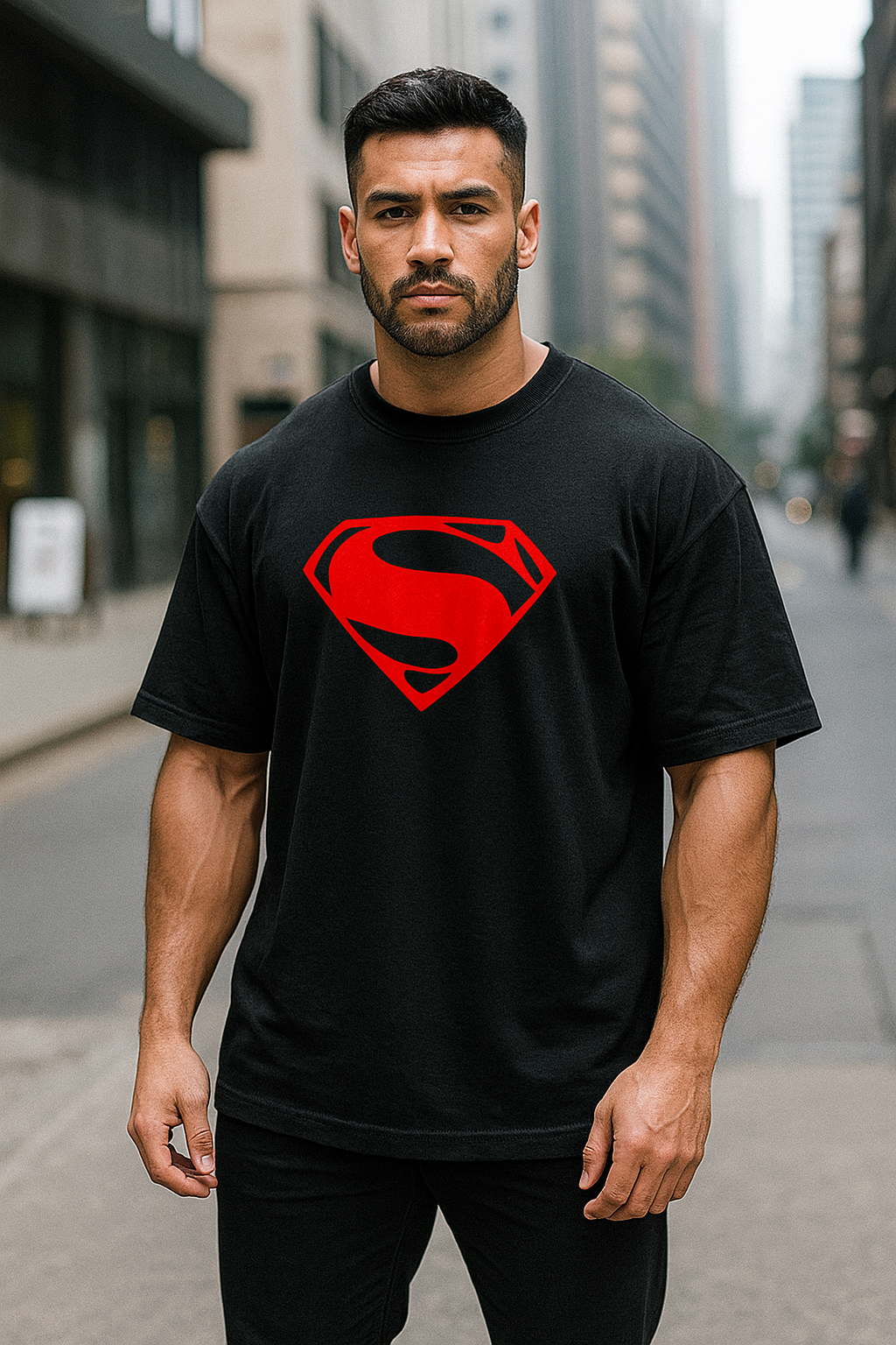 Wavy Superman Unisex Oversized Classic T-Shirt