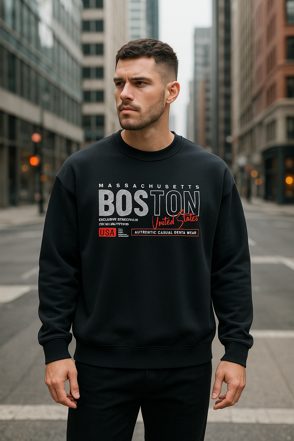 Wavy Boston United States Unisex Sweatshirt