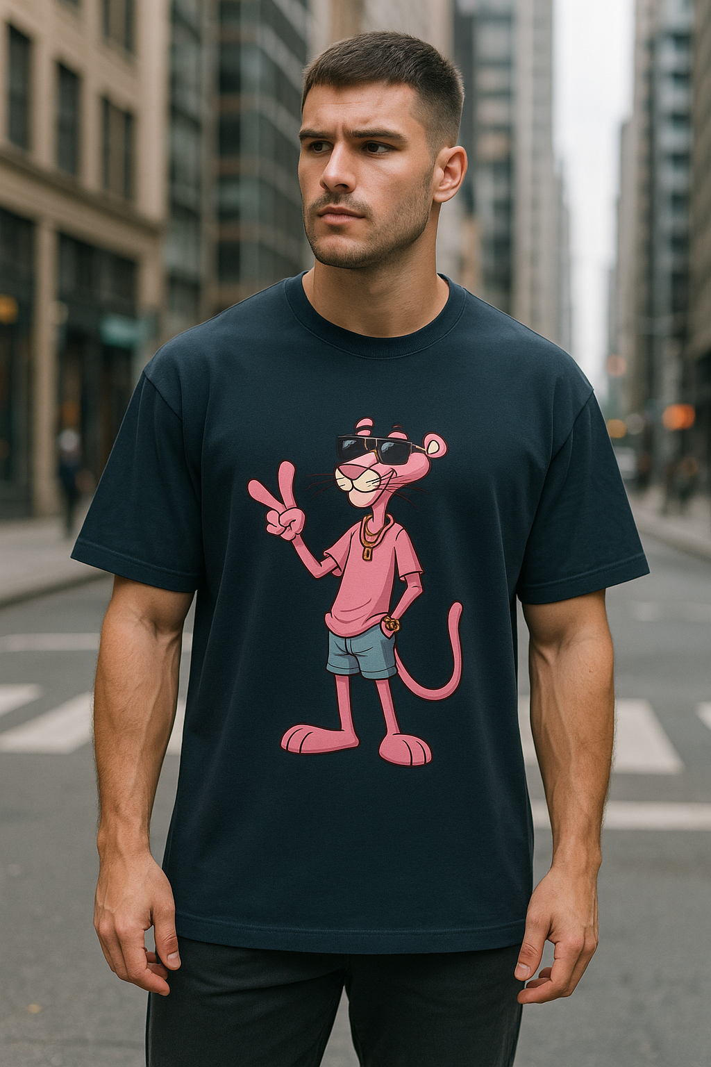 Wavy Pink Panther Unisex Oversized Classic T-Shirt