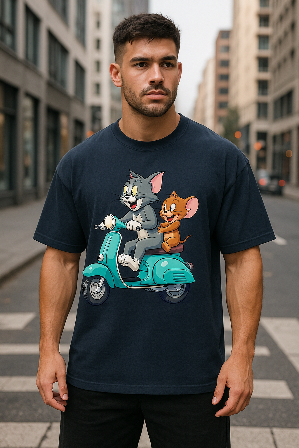 Wavy Tom And Jerry Unisex Oversized Classic T-Shirt