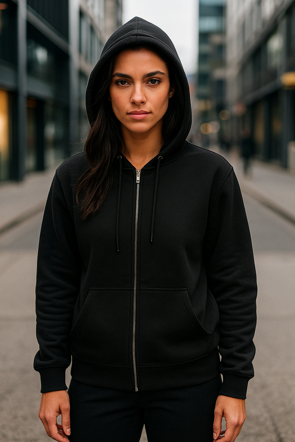 Wavy Plain Unisex Zip Hoodie