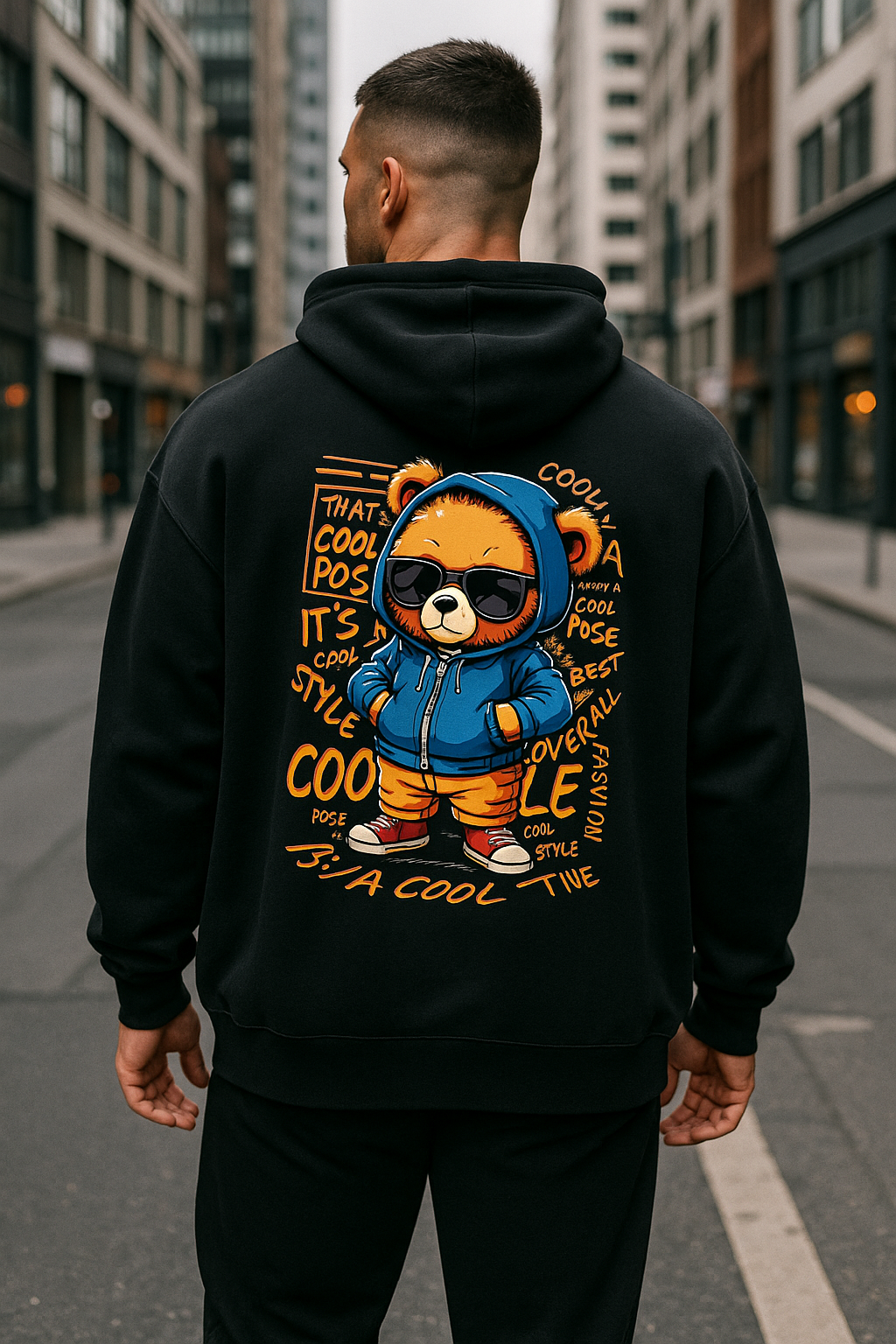 Wavy Cool Bear Unisex Hoodie