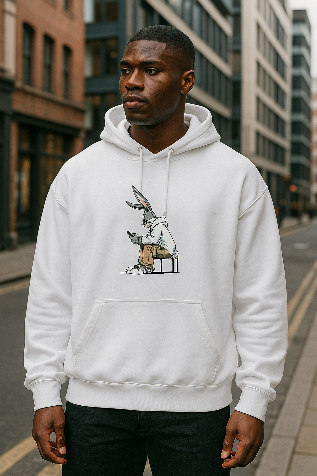 Wavy Bugs Bunny Iphone Unisex Oversized Hoodie