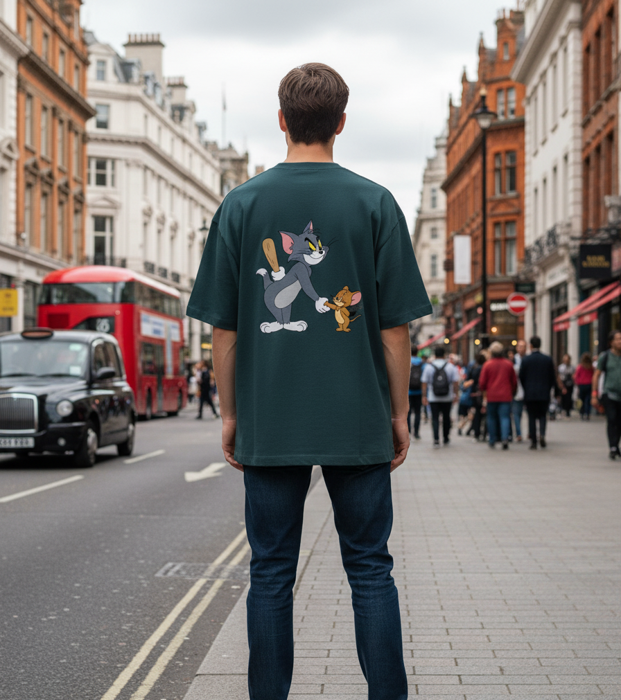 Wavy Tom & Jerry Mischief Oversized T-Shirt