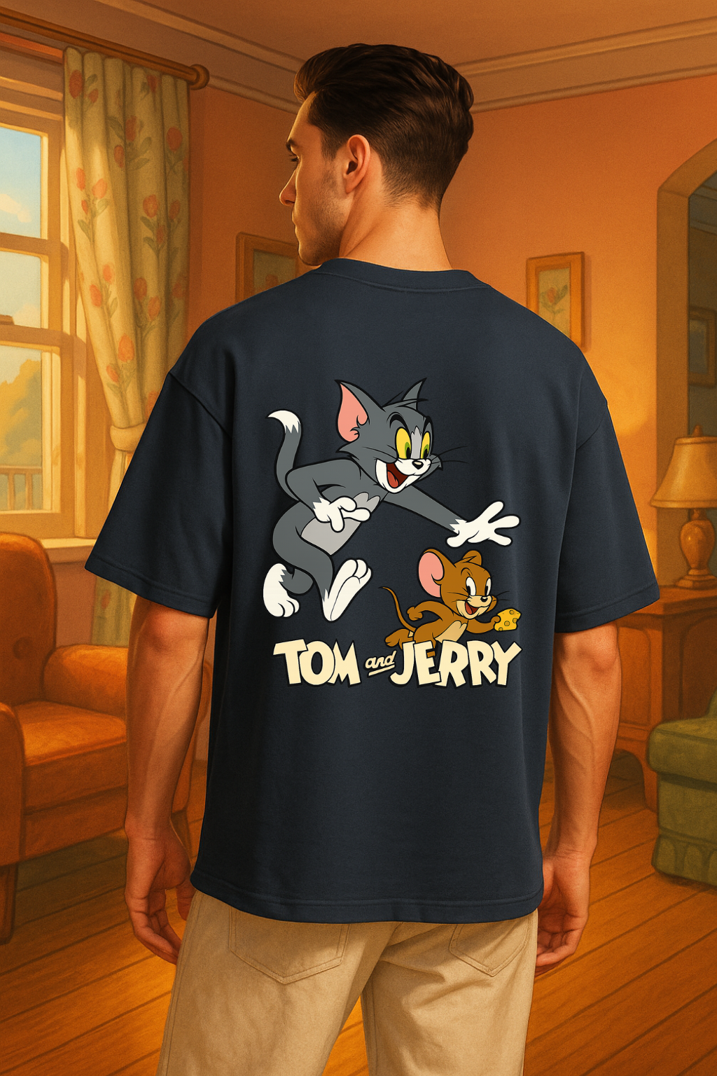 Wavy Tom & Jerry Classic Chase Oversized T-Shirt – Cartoon Edition