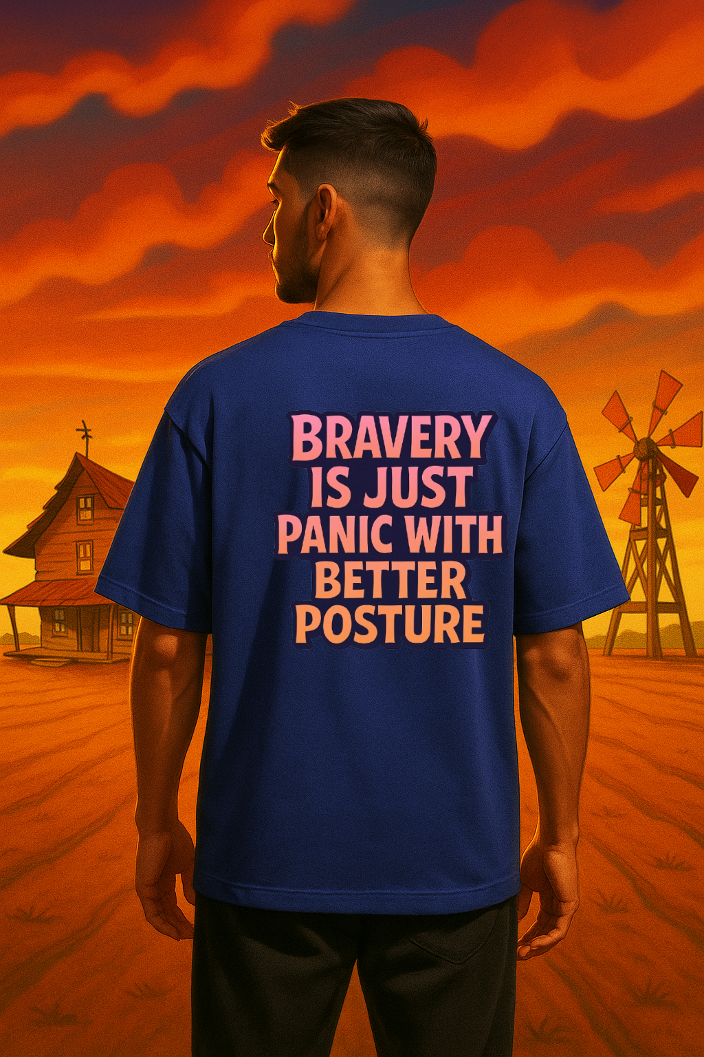 Wavy Courage in Style: The Bold Bravery Oversized Unisex T-shirt