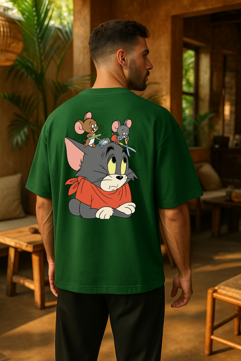 Wavy Tom & Jerry Oversized T-Shirt – Barbershop Cartoon Vibe