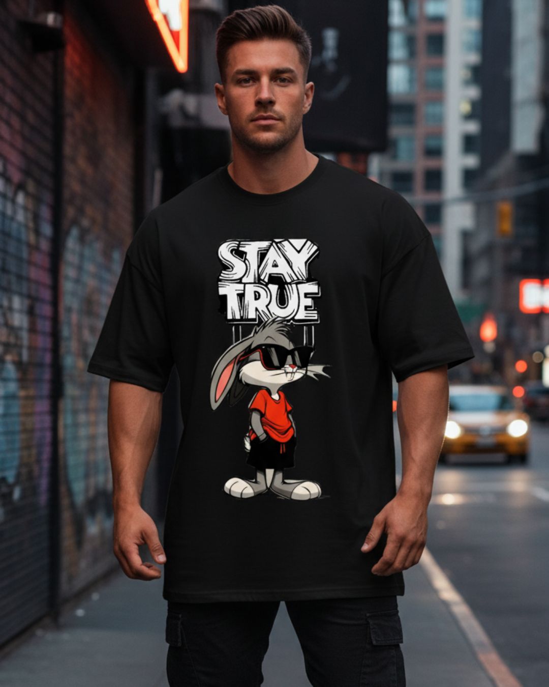 Wavy Bunny Unisex Oversized Classic T-Shirt