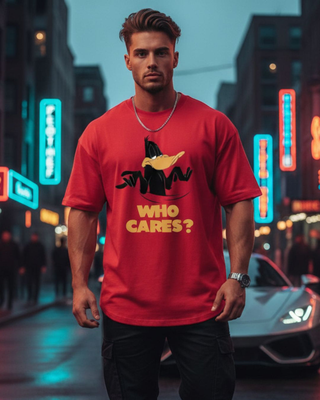 Wavy Daffy Duck Who Cares Unisex Oversized Classic T-Shirt