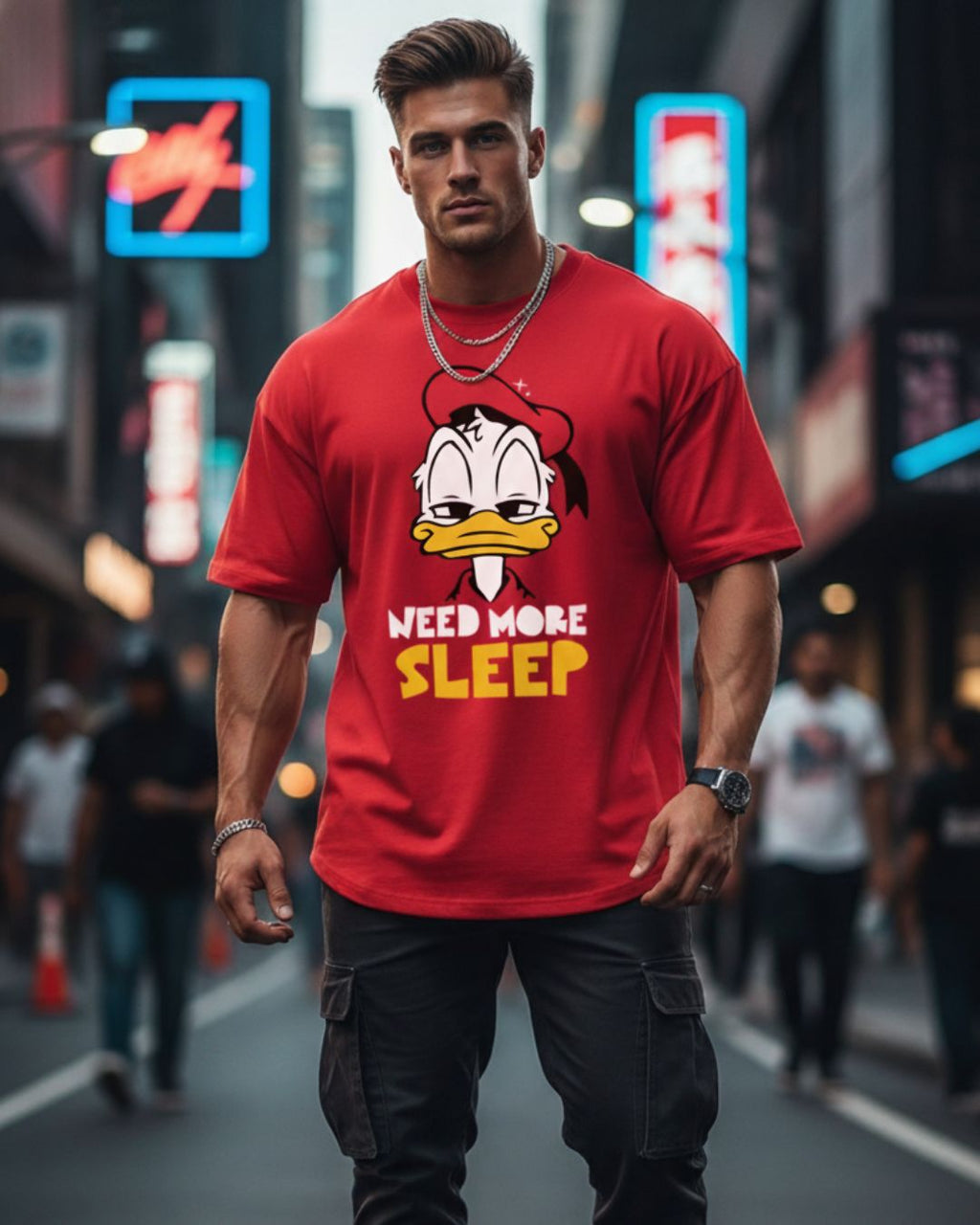 Wavy Sleepy Donald Duck Unisex Oversized Classic T-Shirt