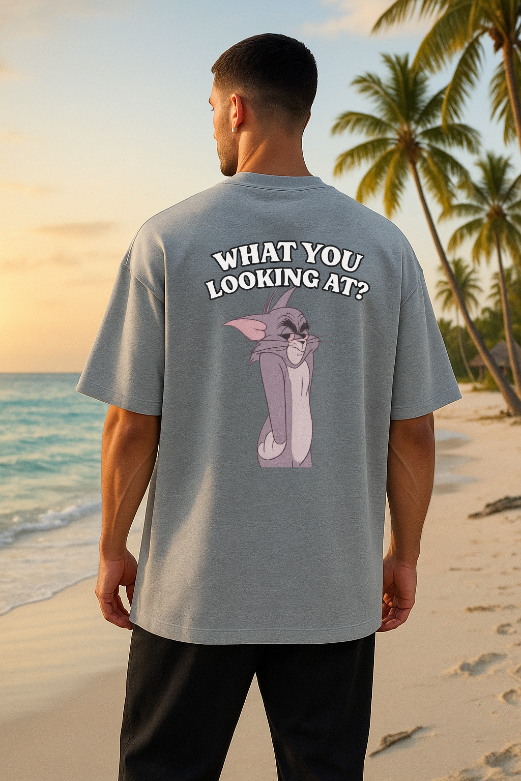 Wavy Tom Oversized T-Shirt – “What You Looking At?” Cartoon Edition