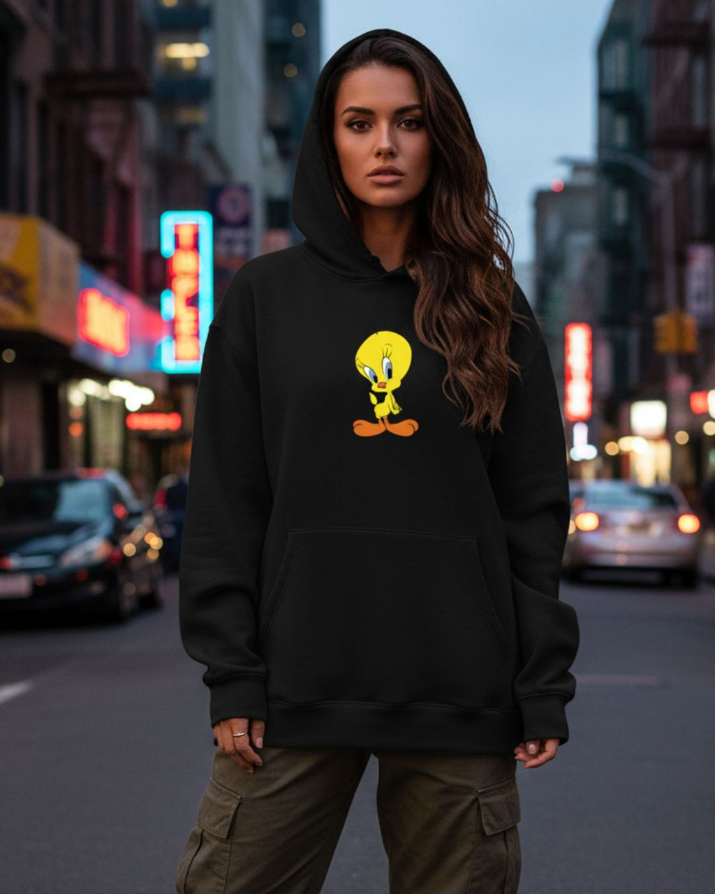 Wavy Tweety Bird Women's Hoodie